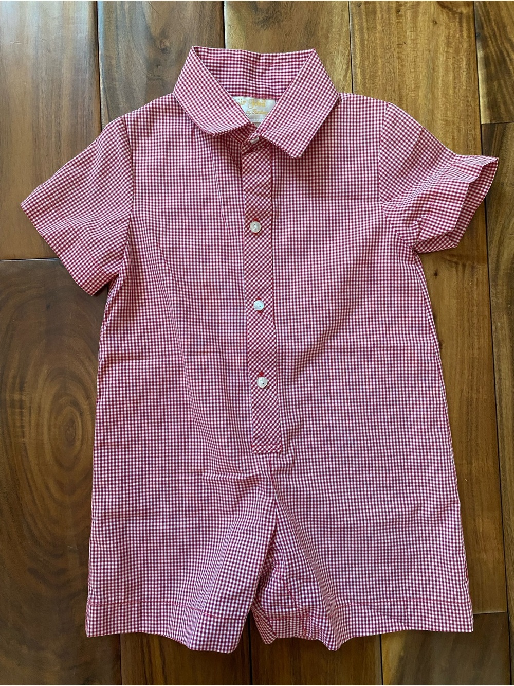 Sir John By Rosalina Toddler Boy Red Gingham Button Romper Size 24 M